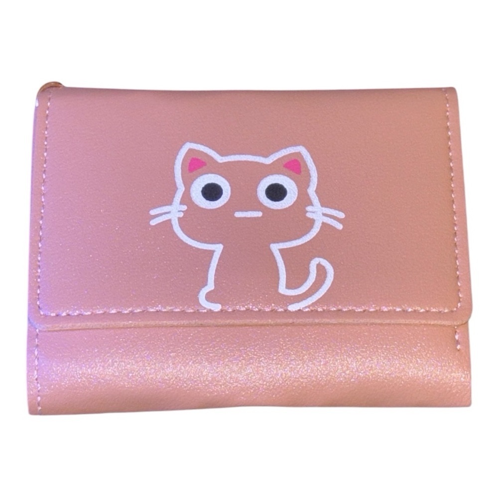 Kitten Bifold Wallet - Pink Cute Cat Coin & Card Wallet | Gift-Ready - Picture 1 of 3